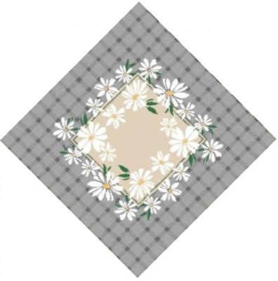 Жакардово каре - салфетка с маргаритки и кариран бордюр