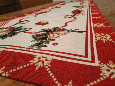 Коледни салфетки за двама - 3 размера, с елегантен гирлянд с камбанки