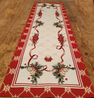 Коледни салфетки за двама - 3 размера, с елегантен гирлянд с камбанки