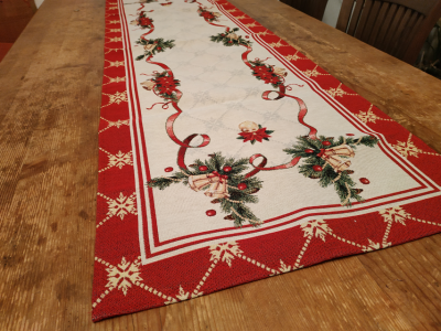 Коледни салфетки за двама - 3 размера, с елегантен гирлянд с камбанки