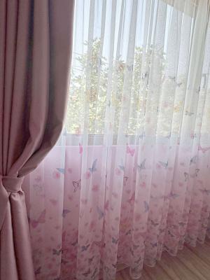 Готово тънко перде - Пеперуди, полупрозрачна мрежеста материя