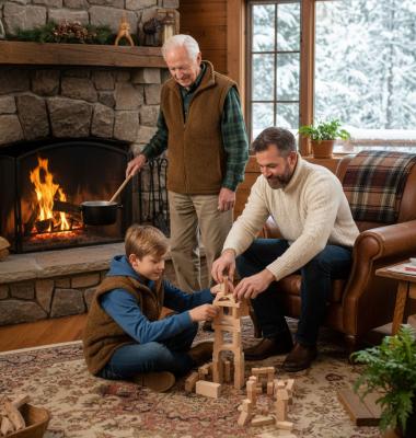 Кафяв домашен елек за мъже, жени и деца - микрофибър, полар