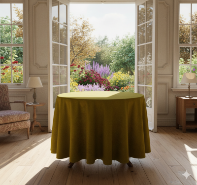 Зелена покривка за маса от разкошен плат