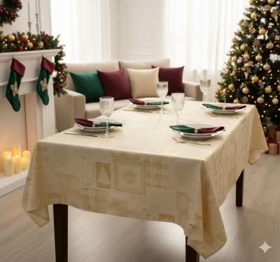 Златна Коледа - покривка за маса за Коледа и Нова година