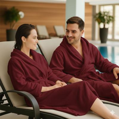 Халат за баня - памучен, бордо, висока попивателна способност