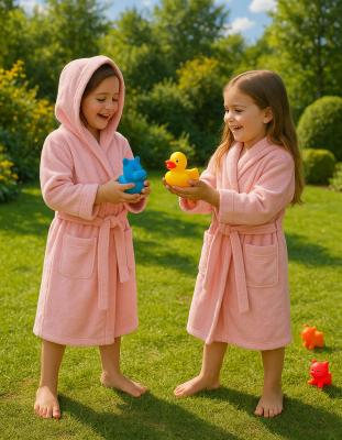 Памучно розово детско халатче за баня - за момиченца