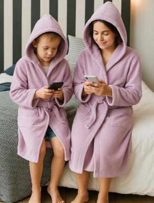 Памучен детски халат за баня - луксозен лилав