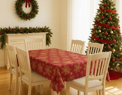 Червена КОЛЕДА - коледна покривка за маса с красива златиста щампа