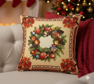 Коледна калъфка Венец от уют и светлина – класика жакард, която обгръща празника с топлина
