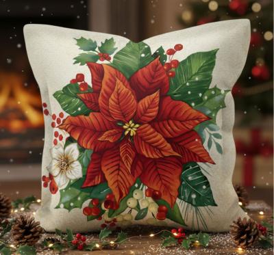 Декоративна калъфка с коледна звезда и цветя