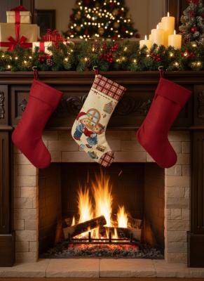 Коледен чорап от жакард с деца и подаръци – 40x60 см
