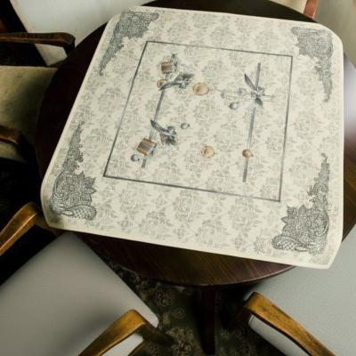 Kоледна покривка за маса, жакардово каре Коледа в сребро