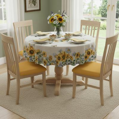 Жакардова покривка за маса със слънчогледи и маргаритки