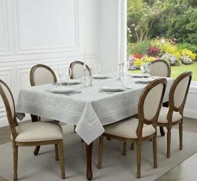 Луксозна жакардова покривка за маса в пастелно сиво