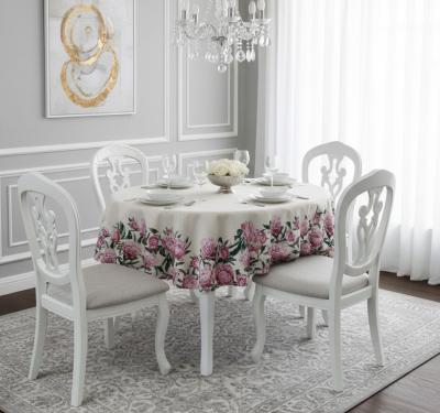 Жакардова покривка за кръгла маса с великолепни божури