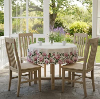 Жакардова покривка с великолепни божури Ф180, в комплект с 12 кръгли салфетки,