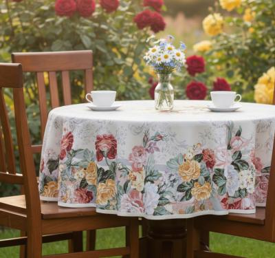 Разкошна жакардова покривка с великолепни рози – Ф180 см