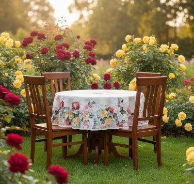 Разкошна жакардова покривка с великолепни рози – Ф180 см