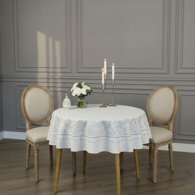 Жакардова кръгла покривка с 4 салфетки - Елегия в пастел