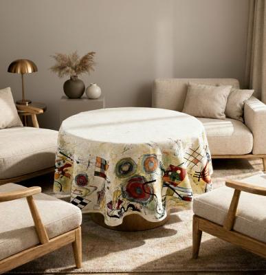 Жакардова покривка за кръгла маса - артистична геометрия