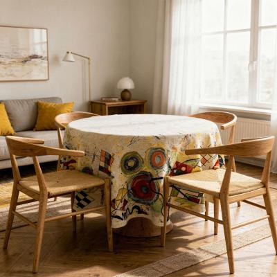 Жакардова покривка за кръгла маса - артистична геометрия