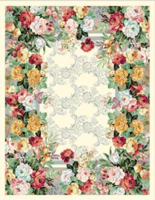 Разкошна жакардова покривка с великолепни рози - за праавоъгълна маса