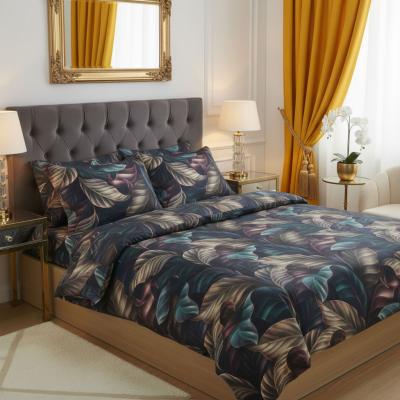 Екзотичен спален комплект от памучен сатен с едри фигури в пастелни цветове