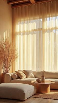 Слънчеви пердета от воал в оранжево