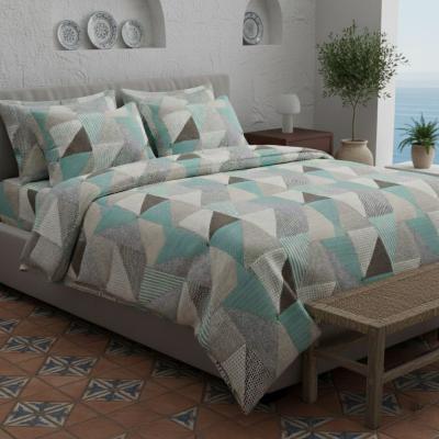 Памучен спален комплект от крепон в цветовете на лятното море, стил пачуърк