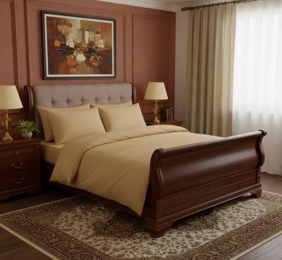 Едноцветен спален комплект от ранфорс в цвят охра