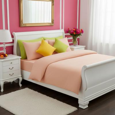 Едноцветен спален комплект от ранфорс в цвят праскова