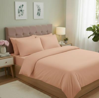 Едноцветен спален комплект от ранфорс в цвят праскова