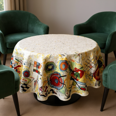 Жакардова покривка за кръгла маса - артистична геометрия