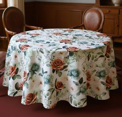 Водоустойчива покривка за маса с рози в пастелни цветове