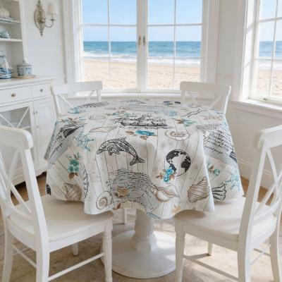 Покривка за маса с морски мотиви, винтидж - водоустойчив плат