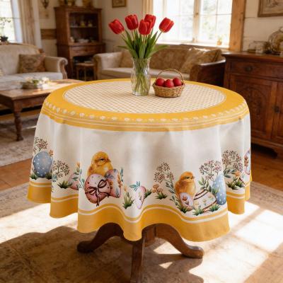 Великденска покривка за кръгла маса с тематичен бордюр