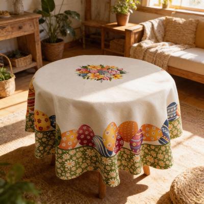 Кръгла жакардова великденска покривка за маса – празнична свежест и пролетно настроение