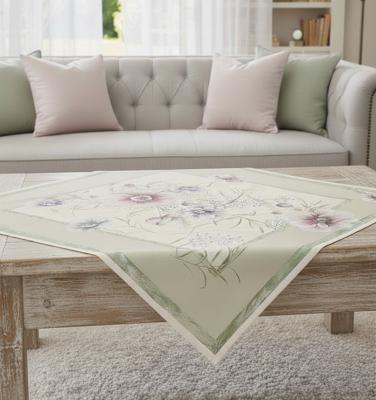 Жакардово каре с флорален мотив – 90х90 см, пастелни цветове