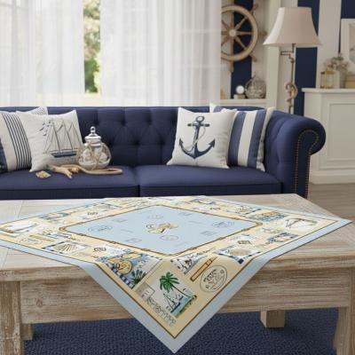 Жакардово каре с морска тематика 100х100 см – свеж полъх от морския бряг