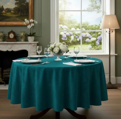 Едноцветна покривка за маса от плътна материя - петролен цвят