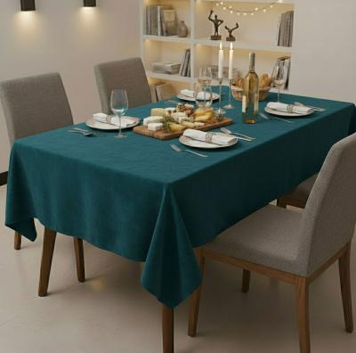 Едноцветна покривка за маса от плътна материя - петролен цвят