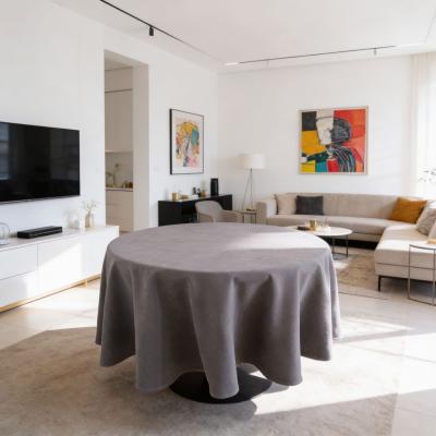 Сива покривка за маса, дюс, едноцветна