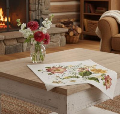 декоративна жакардова салфетка с цветен букет