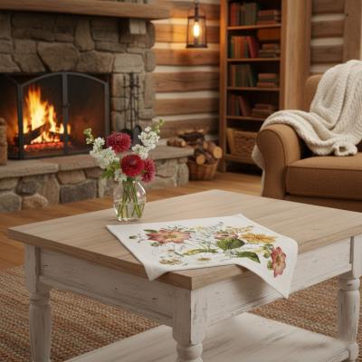 декоративна жакардова салфетка с цветен букет