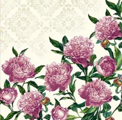 Декоративна жакардова салфетка Градина с божури – 45×45 см