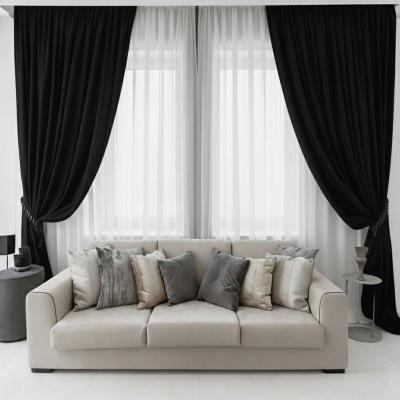 Готови плътни пердета - черни, елегантни
