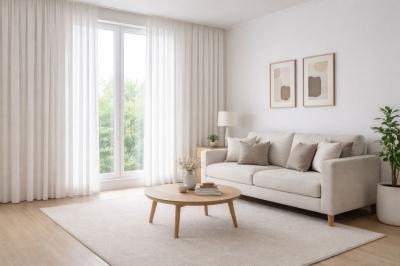 Готови плътни бели пердета за хол и спалня - размери по поръчка