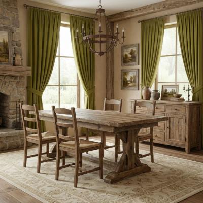 Зелени плътни пердета - готови за окачване, ушите по поръчка