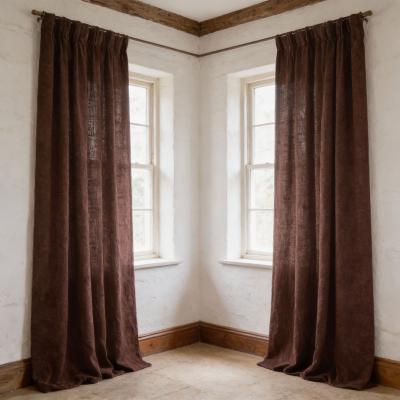 Готово кафяво плътно перде - мека пастелна гама, шие се по размери
