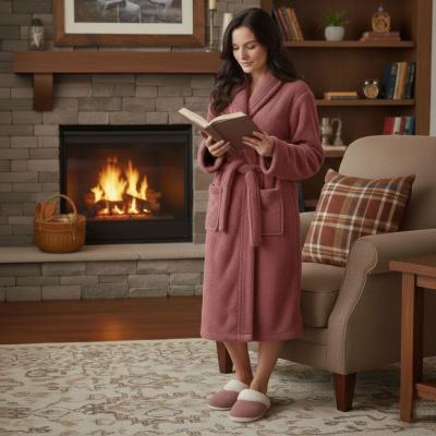Домашен халат от микрофибър - тъмен пепел от рози